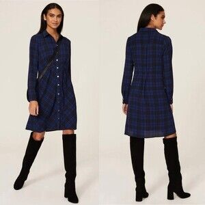 Thakoon collective blue plaid shirtdress size 6